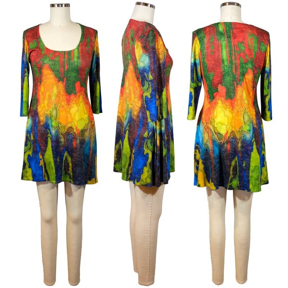 Amma Made  in LA Dresses & Skirts - Amma - Made in LA - Rainbow Print Knit Dress - Size XS